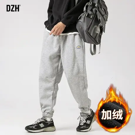 青少年加绒裤子男秋冬季2024新款休闲裤男款冬装加厚束脚卫裤男裤图片
