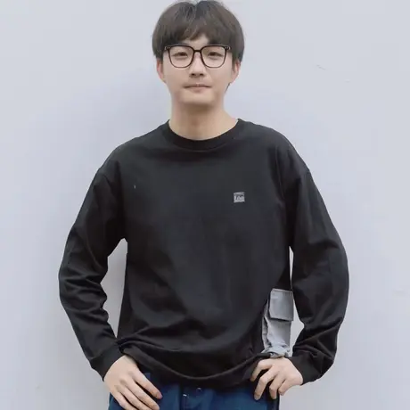 Lee商场同款UR系列22春季新品舒适版印花黑色男长袖T恤LMT0014314图片