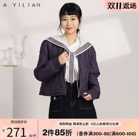 阿依莲冬季新款棉服女学院风复古轻薄宽松立体显瘦保暖气质厚外套图片
