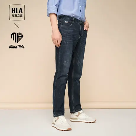 HLA/海澜之家中国心系列牛仔裤男2023秋季新款洗水宽松小脚裤子男商品大图