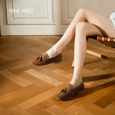 Nine West/玖熙女鞋懒人鞋女2025夏季新款反绒平底单鞋百搭乐福鞋商品大图