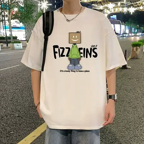 短袖T恤男夏季新款潮牌重磅纯棉半袖美式高街休闲男生圆领上衣服商品大图