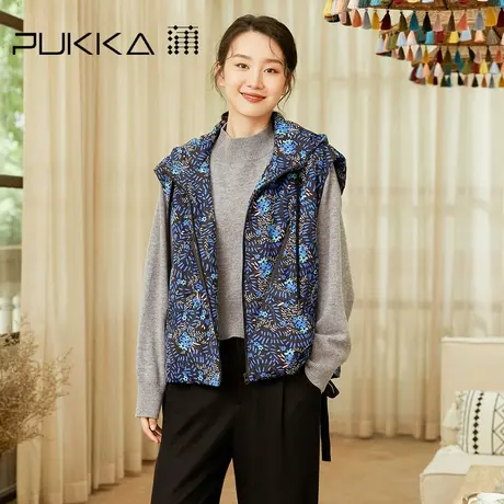 蒲PUKKA 女装连帽棉衣2022冬装新款原创设计感马甲棉服商场同款图片