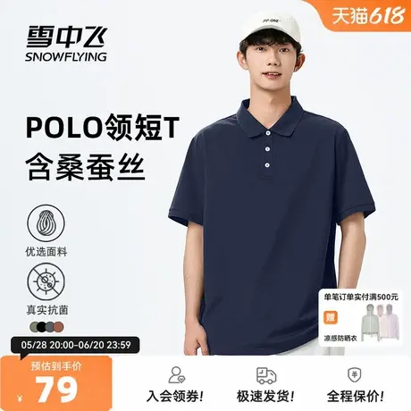 雪中飞短袖男t恤2025新款夏季抗菌桑蚕丝休闲保罗衫男士polo衫PC图片