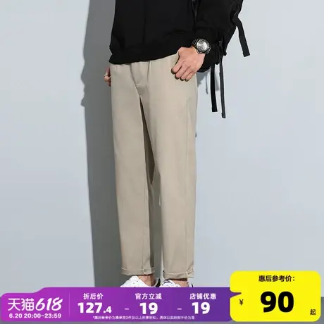 唐狮2025春季新款男休闲长裤宽松直筒裤宽松潮流显瘦锥形裤九分裤商品大图