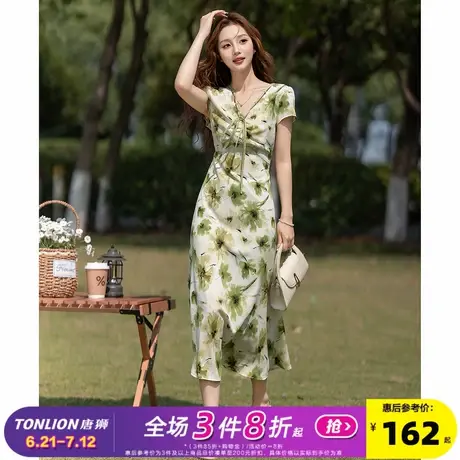 唐狮2025夏季新款女连衣裙碎花长裙v领收腰显瘦度假风时尚潮流l3图片