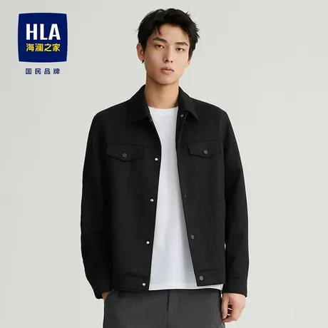 【工装风】HLA/海澜之家轻商务衬衫夹克23秋季翻领开衫款外套男图片