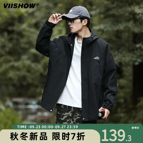 VIISHOW山系冲锋夹克外套男春秋季潮牌户外登山防水机能风工装夹商品大图