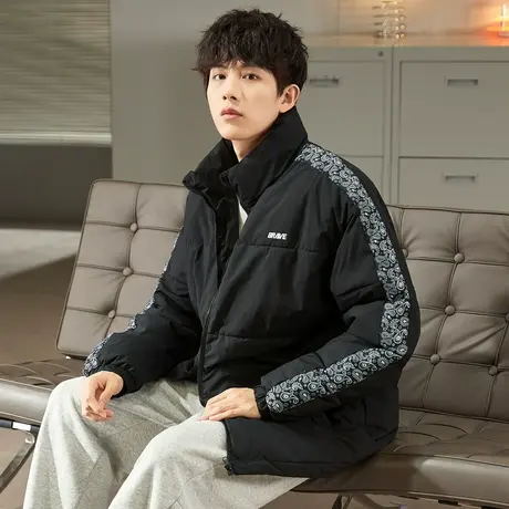 唐狮秋冬季男装立领棉衣韩版宽松短款棉袄加厚保暖学生棉服潮商品大图