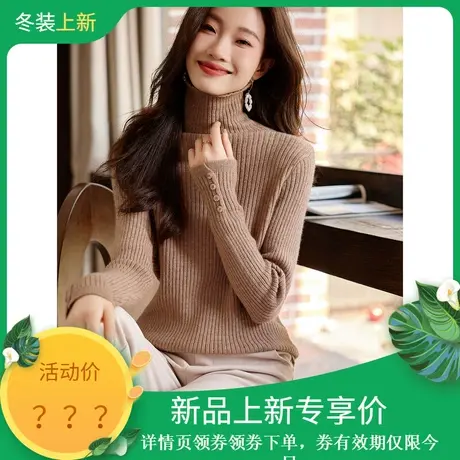 时尚气质毛衣2023年冬季新款女高领百搭修身针织打底套头内搭上衣商品大图