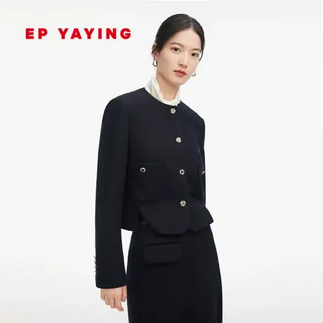 [小香风]EP雅莹女装 美利奴羊毛 圆领短款外套 商场同款1230A商品大图