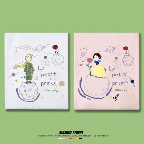 2023夏季潮牌新款港风ins卡通情侣装短袖t恤男学生宽松半袖体恤商品大图