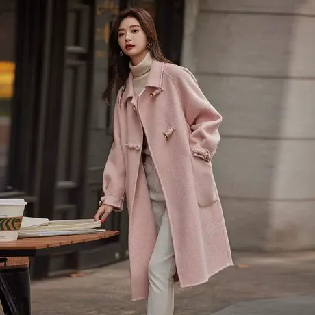 时尚毛呢外套2023年冬季新款百搭温柔高级通勤中长款双面呢上衣商品大图