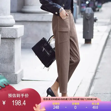 休闲毛呢裤2023春季新款高腰显瘦九分裤时尚气质直筒裤百搭西装裤图片