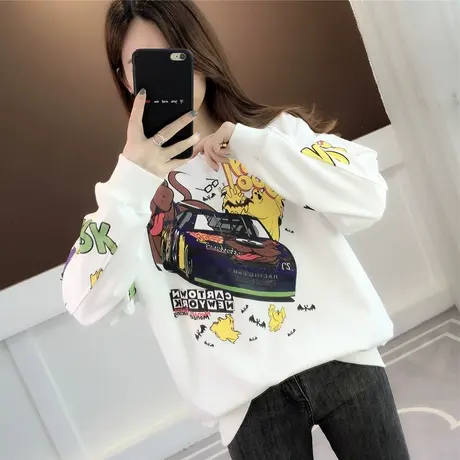 学院风卡通卫衣女秋冬新款韩版宽松长袖2023年新款百搭外套潮ins商品大图