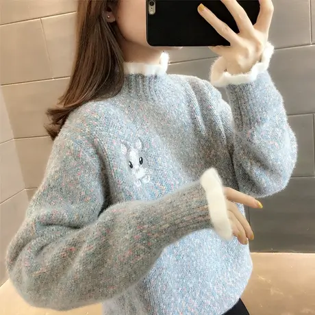 雪尼尔毛衣女2023年新款爆款宽松设计感打底衫女秋冬外穿洋气内搭商品大图