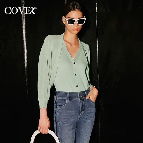 COVER秋季臻丝棉蝙蝠袖挂脖针织套装商品大图