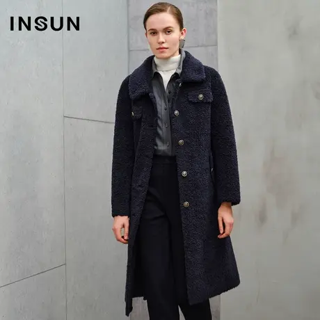 INSUN恩裳线上专选冬季翻领麂皮绒内里羊毛大衣商品大图