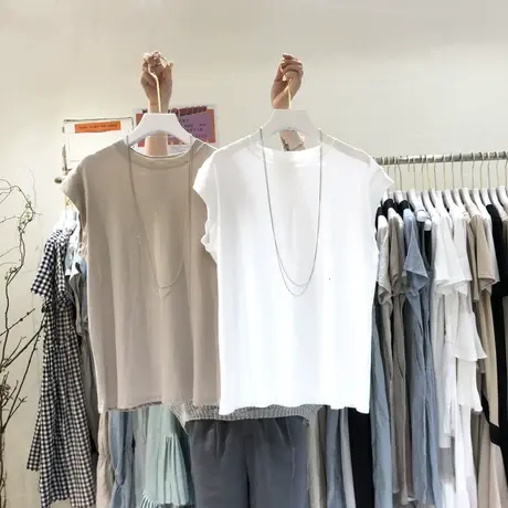 无袖t恤女2020新款韩版ins潮懒人时尚宽松显瘦百搭休闲背心上衣服商品大图