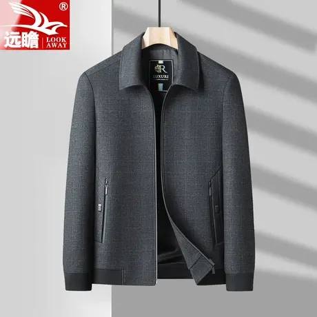 男士外套秋季新款上衣翻领商务休闲中年爸爸男装老干部服行政夹克商品大图