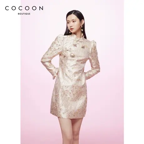 商场同款2023春新款气质改良的新中式旗袍设计显瘦连衣裙女图片
