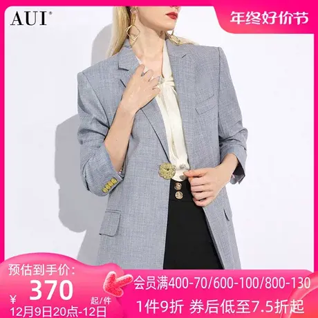 AUI灰色气质职业修身西装外套女2024年春季新款通勤百搭长袖西服图片