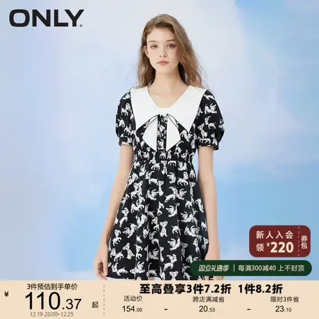 ONLY奥莱夏季时尚修身娃娃领印花短款连衣裙女图片