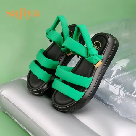 Safiya/索菲娅商场同款凉拖夏季新潮设计感露趾软底面包凉鞋商品大图