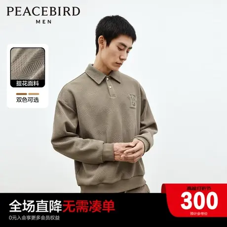 太平鸟男装 双色翻领肌理挺阔卫衣男士2024年春季新款套头上衣图片