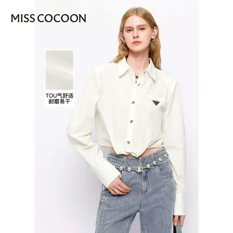 MISSCOCOON【持续机能旅程】24春新款时尚裁剪解构式截短衬衫图片