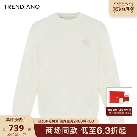 TRENDIANO立体刺绣圆领卫衣2024年春季新款休闲宽松长袖上衣男潮图片