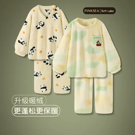 睡衣女款2024新款秋冬加厚法兰绒套装宽松大码套头冬季保暖家居服商品大图