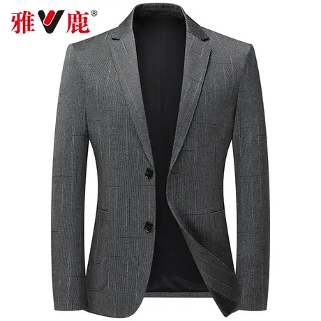 雅鹿西装外套男上衣韩版修身休闲小西服秋季商务男装夹克男士单西商品大图