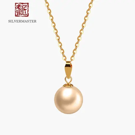老银匠海水珍珠18K金吊坠轻奢小众送女友曙光s925银细锁骨链时尚图片