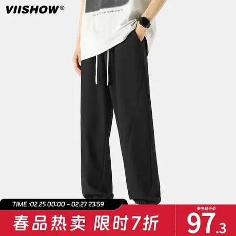 VIISHOW灰色卫裤男春秋款宽松休闲长裤潮牌2024新款针织运动裤商品大图
