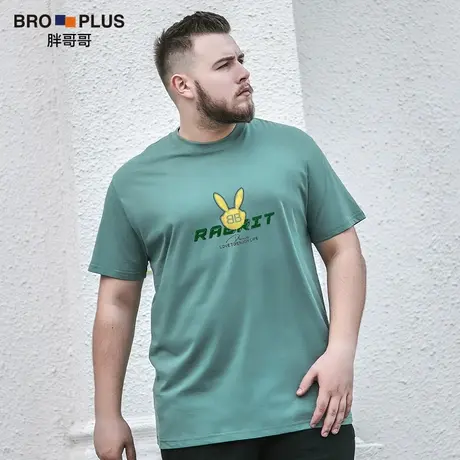 胖哥哥大码男装兔子男士短袖T恤加肥加大码胖子肥佬t恤男宽松潮流商品大图
