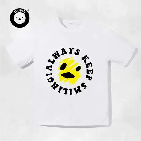 Ohlyah设计师原创卡通品牌圆圈英文印花男士短袖t恤男女夏季新款图片