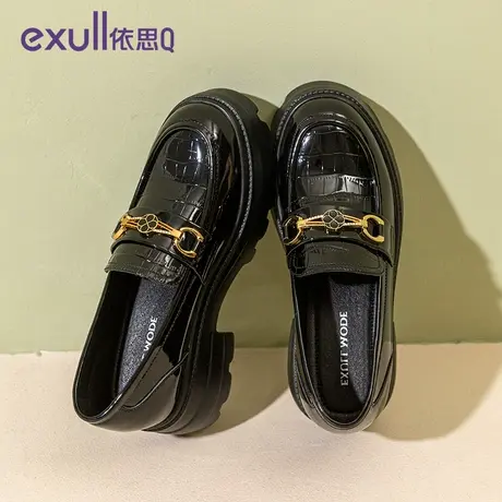 依思q网纱乐福鞋女2024年春季新款英伦风网面小皮鞋透气缕空单鞋商品大图