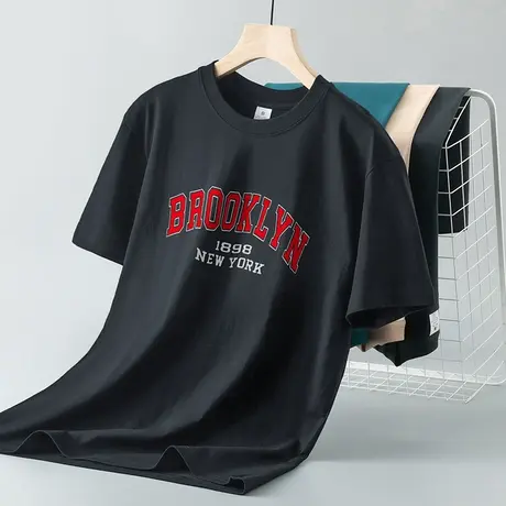 重磅美式纯棉短袖t恤男夏季半袖圆领上衣服宽松潮流印花全棉体恤商品大图