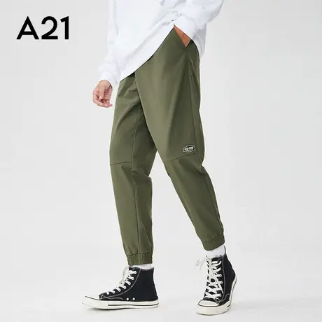 A21outlets秋季男装橡筋腰束脚九分裤潮基础男士休闲裤百搭男裤子商品大图