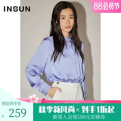 恩裳COVER春秋季新款舒适轻薄量感褶皱优雅通勤轻商务衬衫上衣图片