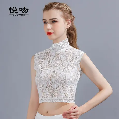 半截蕾丝打底衫女无袖立领薄款半身短款半高领防走光内搭罩衫上衣商品大图