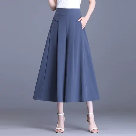 夏季裙裤女2023新款高腰宽松大脚阔腿裤垂感大码九分裤裙休闲甩裤图片