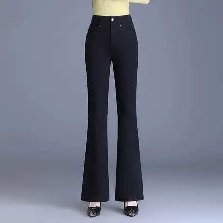 2023秋季新款长裤微喇叭裤女高腰显瘦通勤弹力牛仔裤时尚休闲裤子图片