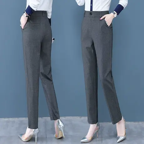 职业西装裤女工作裤高腰2023春秋新款直筒黑色宽松裤子显瘦哈伦裤商品大图