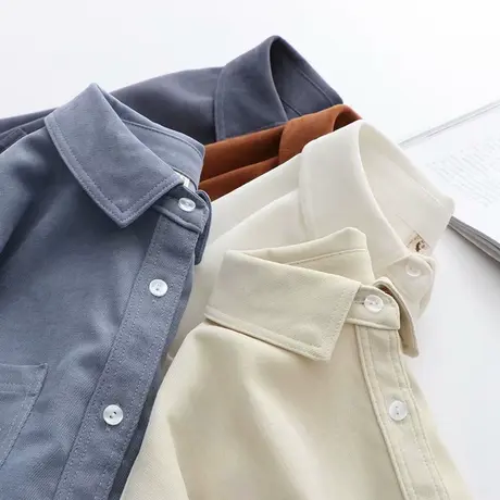 春装新款长袖白衬衫女复古港味韩版宽松纯色外套休闲百搭外穿上衣商品大图