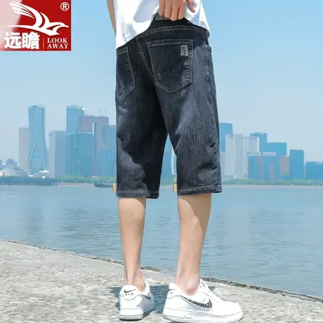 牛仔短裤男2023夏季薄款宽松休闲七分中裤潮牌韩版潮流修身五分裤商品大图