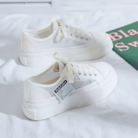 帆布鞋女2021夏季薄款透气可踩厚底大头鞋韩版ulzzang百搭学生鞋商品大图