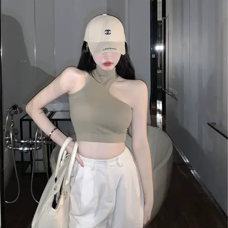 辣妹性感ins潮吊带背心女春夏短款紧身内搭外穿带胸垫打底衫上衣商品大图