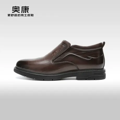 【门店发货】奥康男鞋冬季新款商务正装皮鞋真皮加绒保暖德比鞋图片